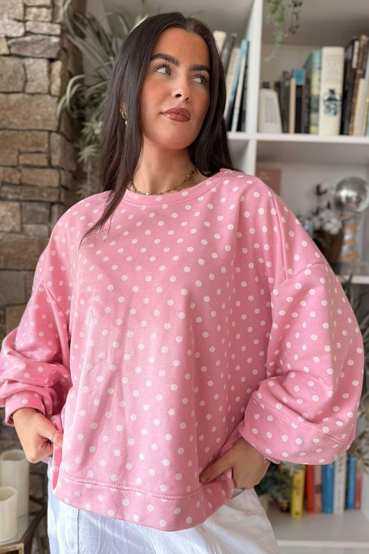 Scamp Lantern Sweatshirt Polka Dot Candy & White